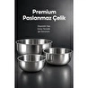 Vienev 3'lü Paslanmaz Çelik Karıştırma Kabı Seti - 1200-2500-4000 Ml Metal Kase Takımı