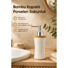 Vienev Bambu Kapaklı Porselen Sıvı Sabunluk 300 Ml Bej