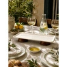 Beige & Stone Dikdörtgen Çift Ahşap Ayaklı Sunum Tabağı 33 Cm Pasta Meyve Servis Sunum Standı