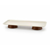 Beige & Stone Dikdörtgen Çift Ahşap Ayaklı Sunum Tabağı 33 Cm Pasta Meyve Servis Sunum Standı