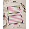 Beige & Stone Pembe Çizgili Açık Yeşil - Lacivert Biyeli Amerikan Servisi 2'li Set 33x44 Cm Sofra Ve Masa Düzeni Dekoru