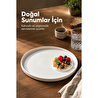 Vienev 2 Parça 24 Cm Porselen Servis Tabağı Seti - Modern Çizgili Yuvarlak Sunum Tabağı