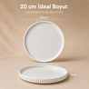 Vienev 2 Parça 20 Cm Porselen Servis Tabağı Seti - Modern Çizgili Yuvarlak Sunum Tabağı