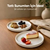 Vienev 2 Parça 20 Cm Porselen Servis Tabağı Seti - Modern Çizgili Yuvarlak Sunum Tabağı