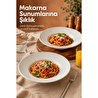 Vienev 2'li Porselen Çizgi Desenli Çukur Makarna Tabağı 27 Cm