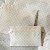 Ocean Home Textile 5'li Su Geçirmez Pvc Astarlı Bej Dama Desen Islak Kuru Çanta Seti 20 X 13 / 24 X 20 / 30 X 24 / 28 X 30 / 30 X