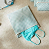 Ocean Home Textile 5'li Su Geçirmez Pvc Astarlı Mint Dama Desen Islak Kuru Çanta Seti 20 X 13 / 24 X 20 / 30 X 24 / 28 X 30 / 30 X