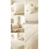 Ocean Home Textile %100 Pamuk Kumaş Kapitoneli Ekru Çok Amaçlı Çift Kişilik Yatak Örtüsü Seti 1 Adet 250 X 230 / 2 Adet 50 X 70 Cm