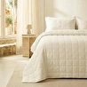 Ocean Home Textile %100 Pamuk Kumaş Kapitoneli Ekru Çok Amaçlı Çift Kişilik Yatak Örtüsü Seti 1 Adet 250 X 230 / 2 Adet 50 X 70 Cm