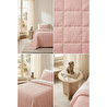 Ocean Home Textile %100 Pamuk Kumaş Kapitoneli Pembe Çok Amaçlı Tek Kişilik Yatak Örtüsü Seti 1 Adet 180 X 230 / 1 Adet 50 X 70 Cm