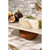 Beige & Stone Ahşap Ayaklı Krem Paslanmaz Çelik Servis - Sunum Tabağı Dikdörtgen 33 Cm Pasta Meyve Kek Standı