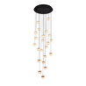 Apliqa Derem 22'li Siyah Gold 200 Watt Yuvarlak Kristal Taşlı Salon Led Sarkıt Avize