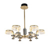 Apliqa Ekerd 6'lı Gold 50 Watt Yuvarlak Kristalli Modern Sarkıt Salon Led Avize