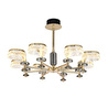 Apliqa Ekerd 8'li Gold 70 Watt Yuvarlak Kristalli Modern Sarkıt Salon Led Avize