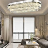Apliqa Valeria 2 Katlı Elips Plafonyer Elips Ledli 3 Renkli Kristalli Taşlı Modern Tasarım Led Kristal Salon Avize