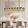 Apliqa Betty Gold Kaplamalı Yemek Masa Üstü 40 Watt Led Sarkıt Modern Tasarım Salon Kristal 3 Renk Ledli Avize