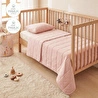 Ocean Home Textile %100 Pamuk Kumaş Kapitoneli Pembe Çok Amaçlı Bebek Yatak Örtüsü Seti 1 Adet 100 X 150 / 1 Adet 37 X 47 Cm