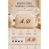 Beige & Stone Krem Kişiye Özel Harf Nakışlı Pamuklu Hediyelik Kadın Makyaj Kozmetik Ve Seyahat Çantası