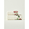 Bella Maison %100 Pamuk Rose Baskılı Yüz Havlusu Krem (50x90 Cm) Krem