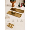Beige & Stone 2'li Gold Renk Paslanmaz Çelik Dikdörtgen Sunum Ve Servis Tabağı Seti 33x13 Cm Kahvaltılık Pasta Meze İkram Tabağı