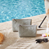 Ocean Home Textile 2'li Termal Astarlı Su İtici Leke Tutmaz Gri Renk Jüt Keten Makyaj İlaç Çantası Seti 19 X 13 X 7 / 23 X 16 X 7