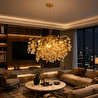 Apliqa Masal 60'lık Yuvarlak Gold Kristal Taşlı Modern, Oturma Odası, Salon Avize