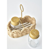Bella Maison Scallop Cam Tuzluk Biberlik Seti Naturel (16,5x9,5x18 Cm) Koyu Bej