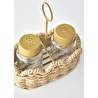 Bella Maison Scallop Cam Tuzluk Biberlik Seti Naturel (16,5x9,5x18 Cm) Koyu Bej