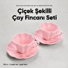 Vienev 2'li Çiçek Şekilli Seramik Çay Fincanı Seti 150 Cc Pembe