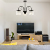 Apliqa Matias 3lü Siyah Kristalli, Taşlı Modern Tasarım Kristal Salon Avize