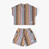 Green Black Stripe Soft Kadın Havlu Şortlu Takım %100 Pamuk Renkli Standart