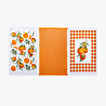 Green Black Orange 3'lü Mutfak Havlu Seti Baskılı 40x60