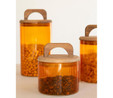 The Mia Akasya Kulplu Cam Kavanoz Seti Amber 4 Parça 350 Ml
