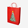 Flying Tiger Copenhagen Yılbaşı Ağacı Desenli Kırmızı Hediye Çantası