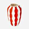 Flying Tiger Copenhagen Turuncu Beyaz Çizgili Seramik Vazo