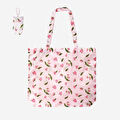 Flying Tiger Copenhagen Kiraz Çiçeği Desenli Pembe Katlanabilir Çanta