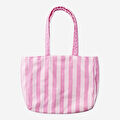 Flying Tiger Copenhagen Pembe Çizgili Bez Çanta