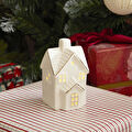 Karaca Home New Year Yılbaşı Ev Şekilli Ledli Dekoratif Obje Beyaz 8,7 x 7,8 x 14 cm
