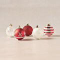 Karaca Home New Year Yılbaşı Dalton 20'li Set Top Ağaç Süsü Kırmızı ve Beyaz 6 cm