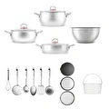Karaca Karıştır-Pişir-Sakla 18 Parça Karıştırma Kabı ve Servis Gereçli Çelik Çeyiz Tencere Seti
