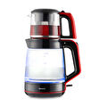 Homend Infinity 1764H Cam Çay Makinesi Siyah Kırmızı