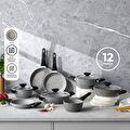 Emsan Fortis Granit 12 Parça Tencere Seti Gri