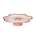 Baci Milano Botanica Çiçek Desenli Melamin Pembe Orta Boy Ayaklı Kek Standı 32,5 cm
