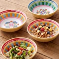 Baci Milano Dolce Far Niente Mavi ve Pembe Renkli Karışık 6 Parça Melamin Çukur Tabak 23 cm