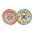 Baci Milano Dolce Far Niente Mavi ve Pembe Renkli Karışık 6 Parça Melamin Pasta Tabağı 21 cm