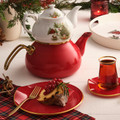 Emsan Christmas Midi Kırmızı Emaye Çaydanlık Takımı