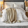 Karaca Home Quatre Deluxe Gold Nevresim Takımı Örgü Battaniye Seti