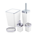 Karaca Home Beyaz/Gümüş 5 Parça Kare Banyo Seti