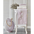 Karaca Home Lucy Offwhite-Lila Nakışlı 4 Parça Havlu Seti