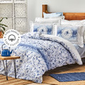Karaca Home Amelia Mavi %100 Pamuk Çift Kişilik Fitted Çarşaflı Nevresim Takımı